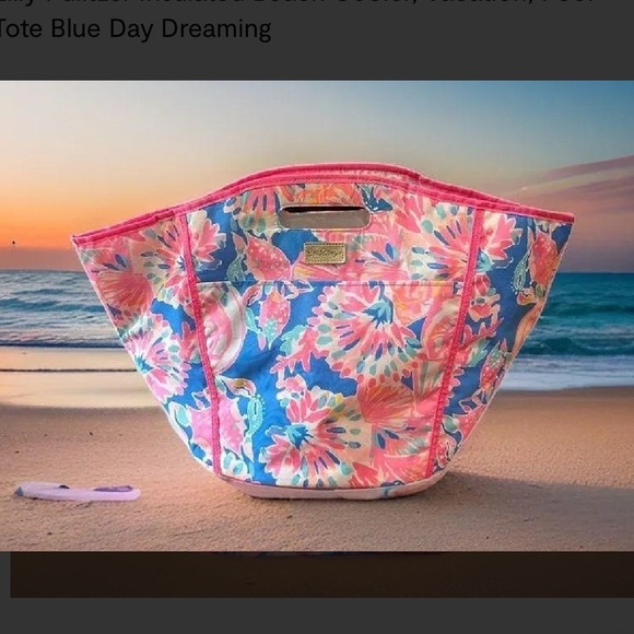 LILLY PULITZER Floral Insulated Beach Tote Cooler Bag Beverage Tote Bay Dreamin - Picture 6 of 6